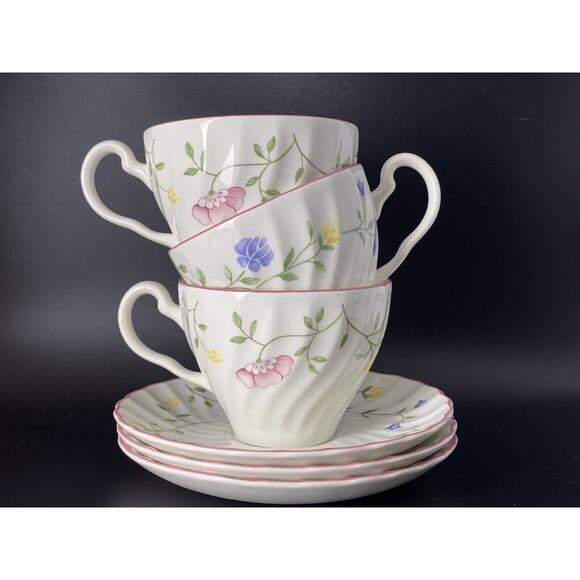 Johnson Brothers England "Summer Chintz" 6Pc. Coffee Tea Cup Saucer Set For 3 - Picture 5 of 13